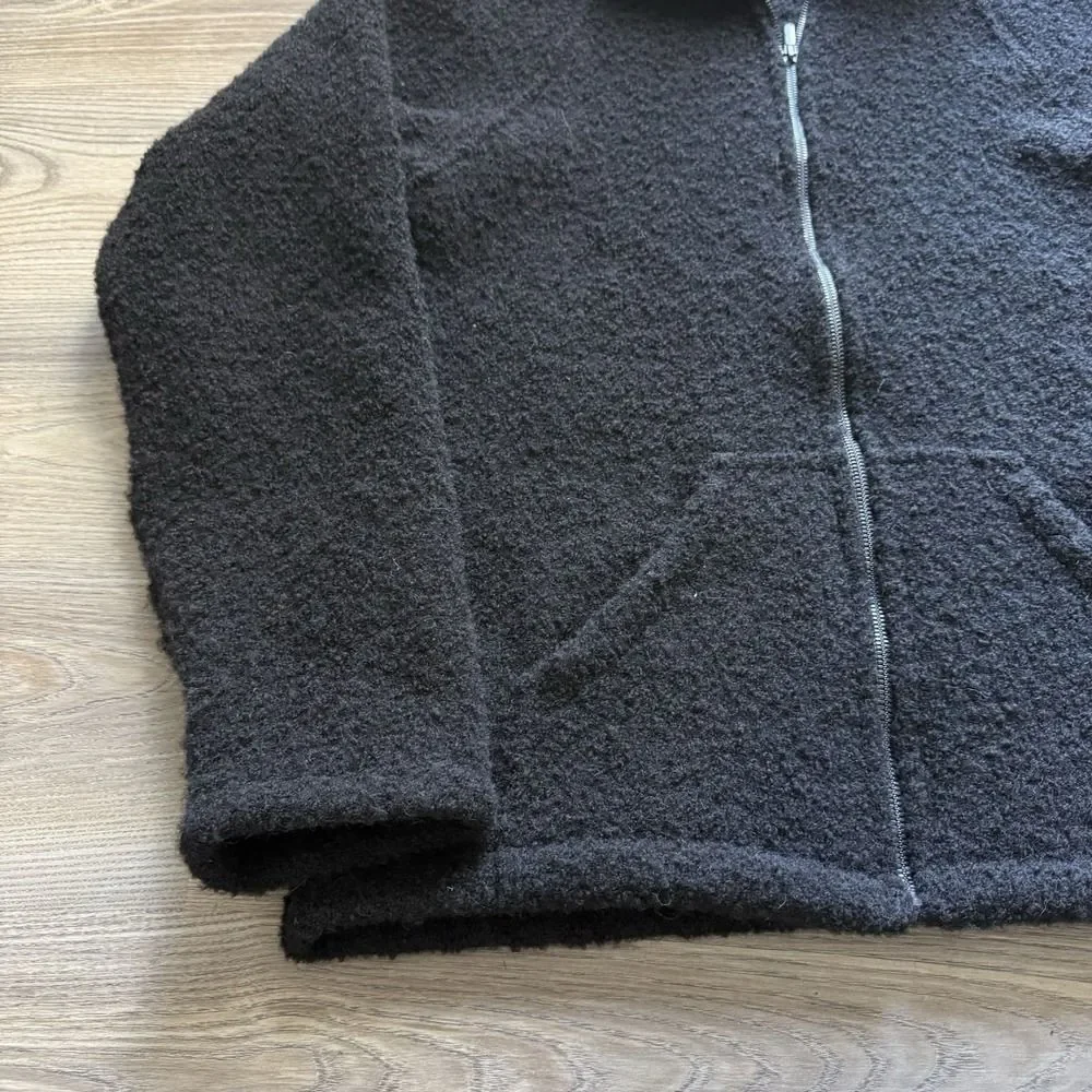 Petros Merino Fleece Black Full Zip Wool Sweater Mens Size XL